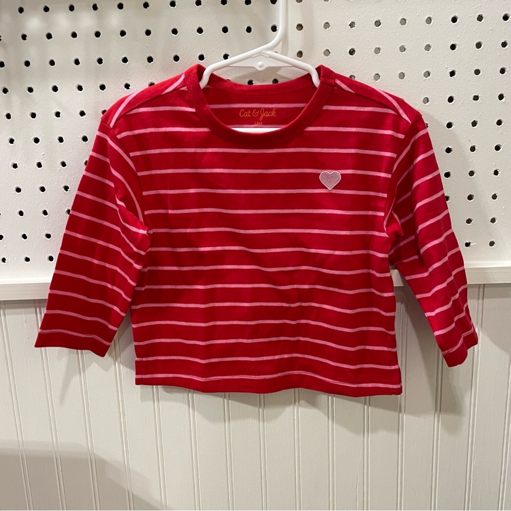 Red striped shirt with heart never worn